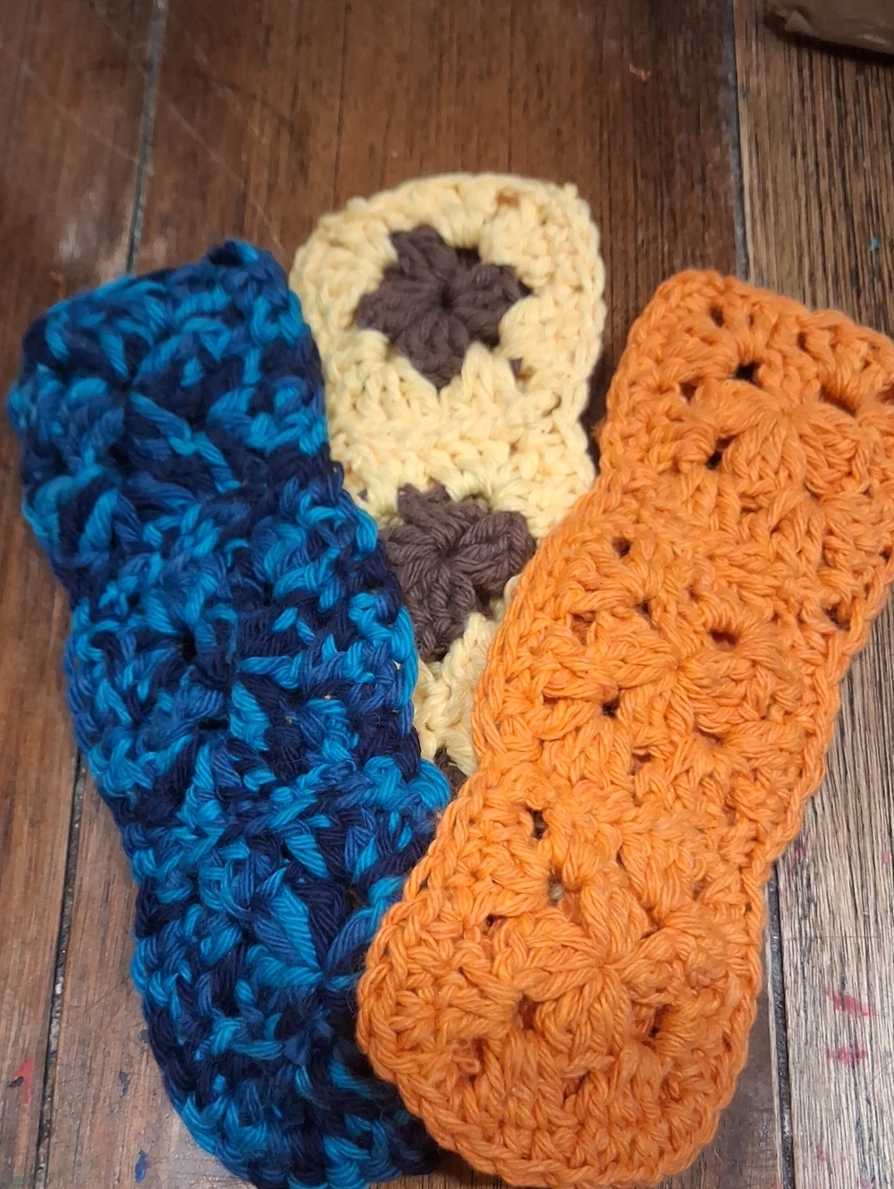 Handmade Crocheted Popsicle Holders in Teal, Yellow & Orange